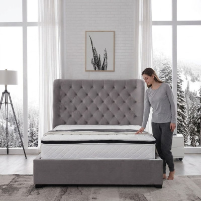 Lit double de designer gris luxueux Meubles rembourrés Lits