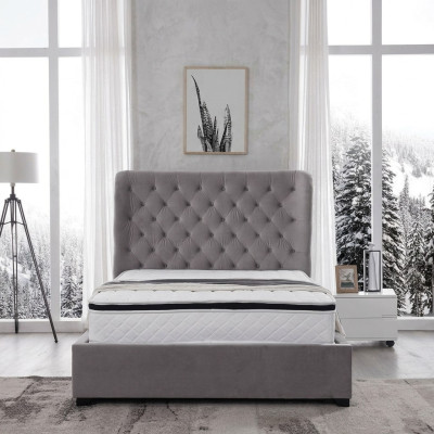 Lit double de designer gris luxueux Meubles rembourrés Lits