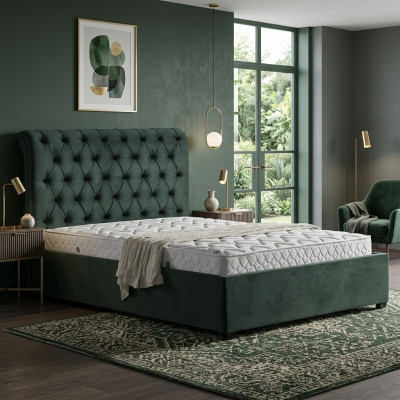Lit double Chesterfield moderne vert luxueux de designer