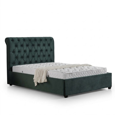 Lit double Chesterfield moderne vert luxueux de designer