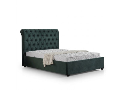 Lit double Chesterfield moderne vert luxueux de designer