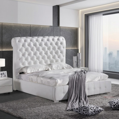 Chesterfield Lit Personnalisé Couleur au choix Lit Deux Places Violet Marron Beige