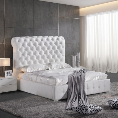 Lit de chambre classique 160x200 cm en cuir textile Chesterfield Lits d'hôtel