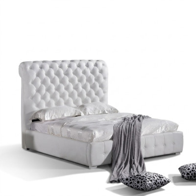 Lit de chambre classique 160x200 cm en cuir textile Chesterfield Lits d'hôtel