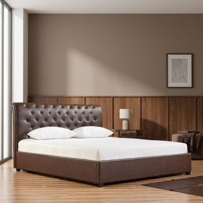 Moderne lit double Chesterfield brun - Lit de designer pour chambre à coucher