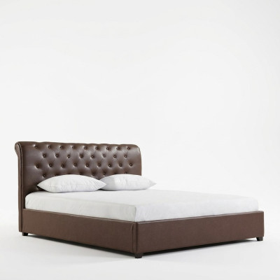 Moderne lit double Chesterfield brun - Lit de designer pour chambre à coucher
