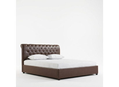Moderne lit double Chesterfield brun - Lit de designer pour chambre à coucher