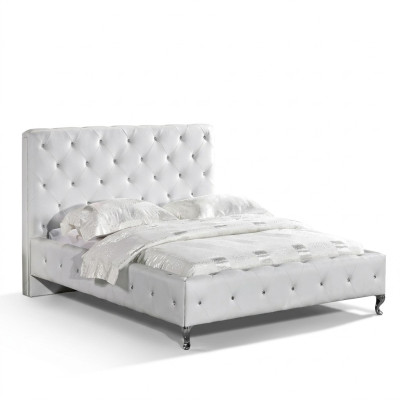 Lit design Chesterfield Chambre Cuir Tissu Rembourrage 140/160/180/200 cm