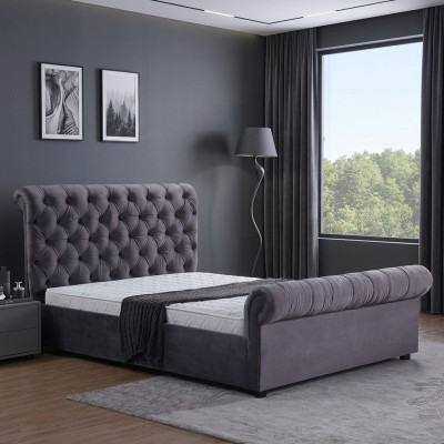 Conception Lit Chesterfield Textile Cuir Lits d'hôtel Chambres à coucher nouveau Rembourrage en velours