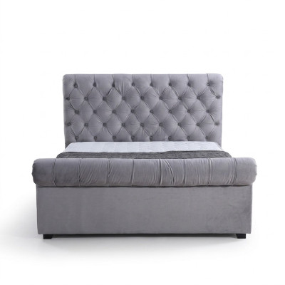 Conception lit Chesterfield Textile Revêtement en cuir Lits d'hôtel Chambre à coucher Nouveau Velours
