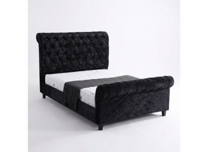 Lit Chesterfield noir, élégant lit de chambre à coucher