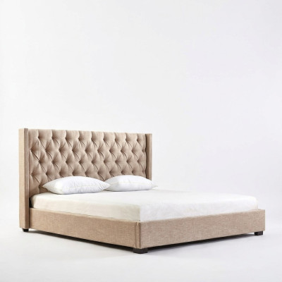 Chambre beige Lits Literie Lit Chesterfield Tissu Textile Neuf