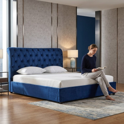 Lit double Chesterfield Blue's Chambre Mobilier de Luxe Lits Rembourrage