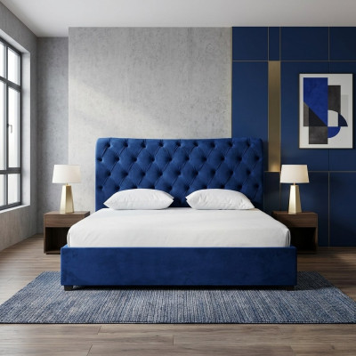 Lit double Chesterfield Blue's Chambre Mobilier de Luxe Lits Rembourrage