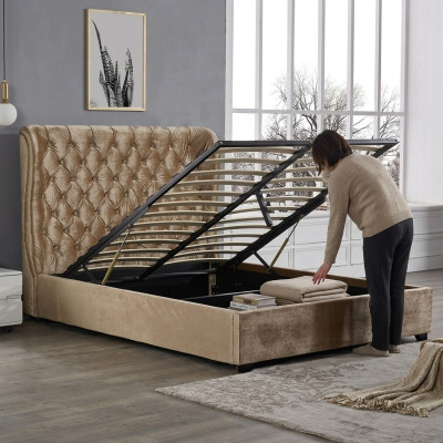 Lit rembourré Chesterfield beige Design de chambre de luxe Lits