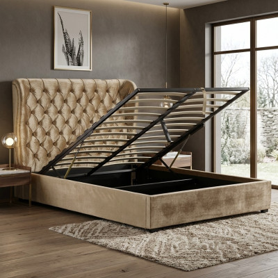 Lit rembourré Chesterfield beige Design de chambre de luxe Lits