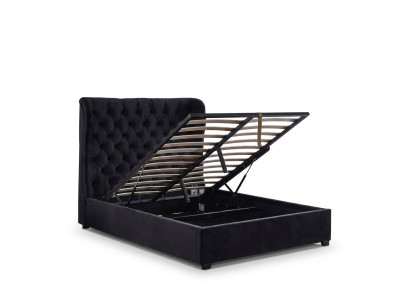 Lit rembourré Chesterfield noir Décoration de chambre de luxe Lits de design en cuir