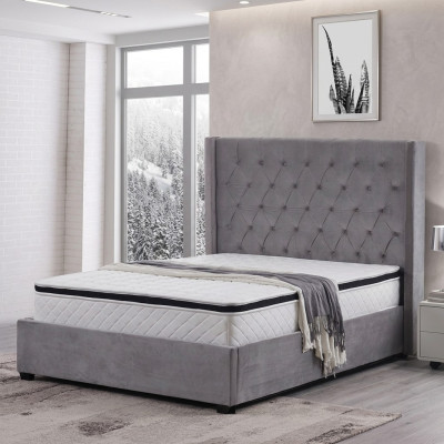 Lit Chesterfield Lit rembourré de luxe Design de chambre à coucher Lits Textile Cuir neuf