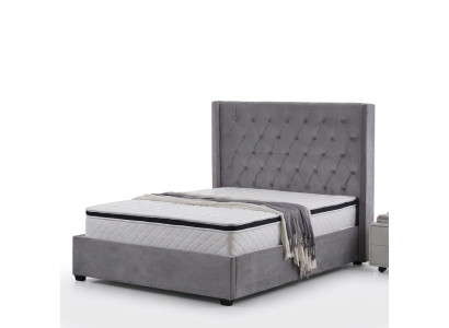 Lit Chesterfield Lit rembourré de luxe Design de chambre à coucher Lits Textile Cuir neuf