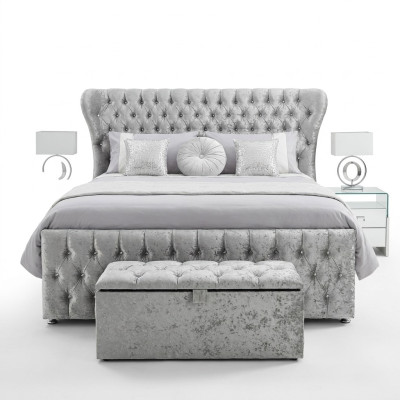 Chesterfield Lit Designer Chambre Tissu En Cuir Upholstery 140/160/180/200 cm