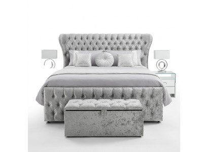 Chesterfield Lit Designer Chambre Tissu En Cuir Upholstery 140/160/180/200 cm