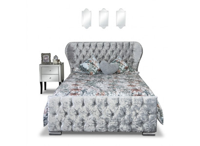 Lit en velours de design Chesterfield Luxe Textile Chambres Chambres Doubles 200x200cm
