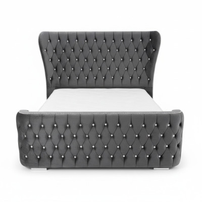Chesterfield Hotel Double Leather Bed Chambre Tapisserie de Luxe Lits 200x200