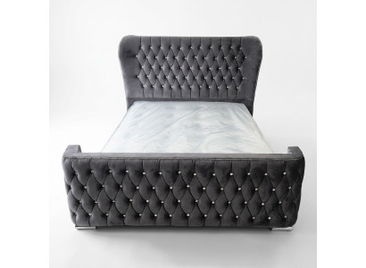 Chesterfield Hôtel Double Lit en Cuir Chambre Rembourrage Lits de Luxe 160x200cm