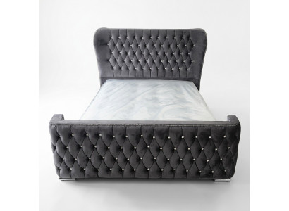 Chesterfield Hôtel Double Lit en Cuir Chambre Rembourrage Lits de Luxe 160x200cm
