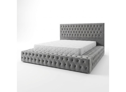 Lit Chesterfield grand lit grand lit tête de lit lits rembourrés hôtel velours gris tissu oreilles