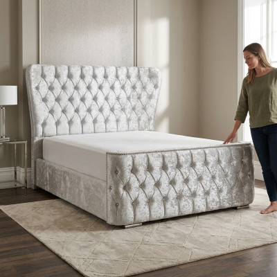 Lit Chesterfield Chambre Lits Textile 180x200cm Velours Grand Lits Hôtel neufs
