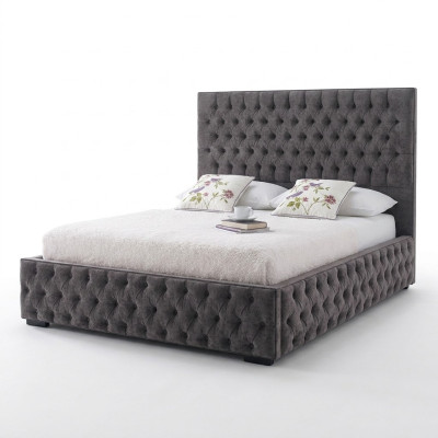 Lit double Chesterfield gris pour hôtel et chambre à coucher