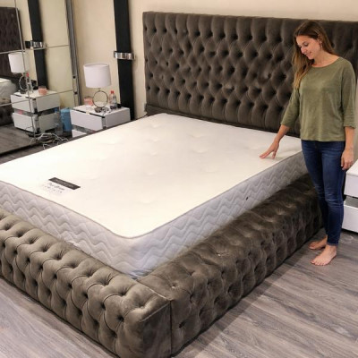 Chesterfield Textilbett Schlafzimmerbetten Doppelbezug 140/160/180/200 cm.