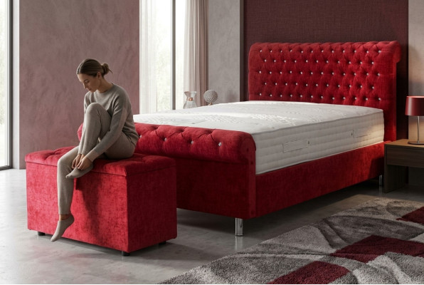 Chesterfield Hotel Double Lit en Cuir Chambre Literie de Luxe Lits 200x200cm