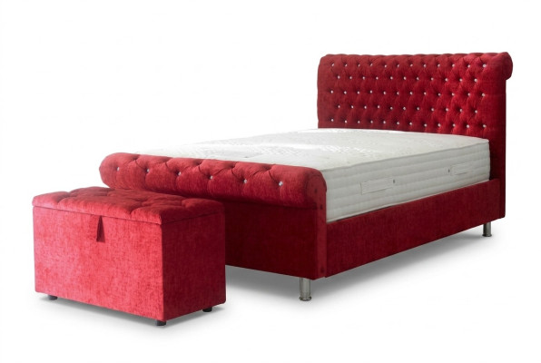 Chesterfield Hotel Double Lit en Cuir Chambre Literie de Luxe Lits 200x200cm
