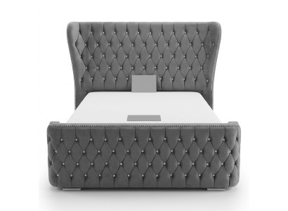 Chesterfield Textile Lit Chambre Lits Double Rembourrage 140/160/180/200 cm