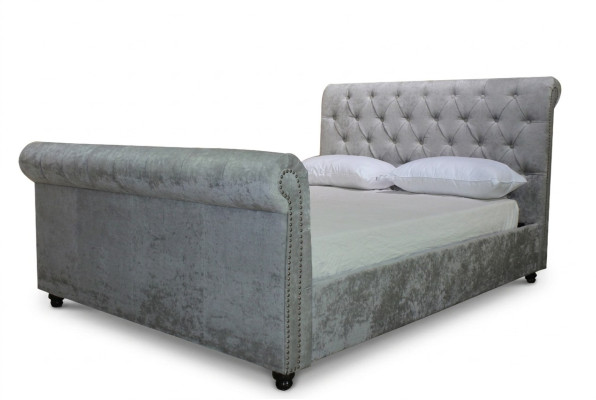 Conception Lit Chesterfield Textile Velours Revêtement Cuir Lits Hotel Chambre nouvelle