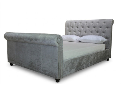 Conception Lit Chesterfield Textile Velours Revêtement Cuir Lits Hotel Chambre nouvelle