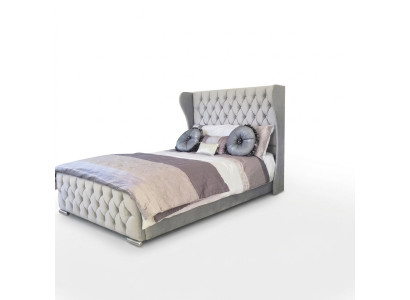 Chesterfield Design Lit Textile Velours Rembourrage Cuir Lits Hotel Chambre à Coucher Nouveau