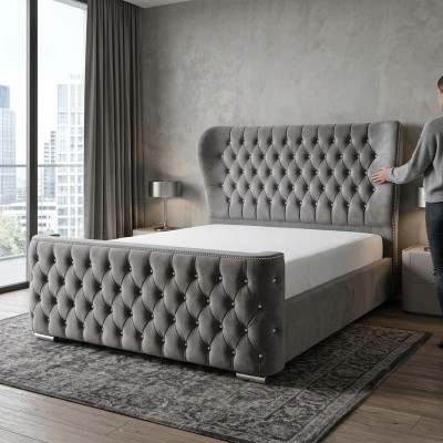 Chesterfield Lit Design Textile Cuir Velours Rembourrage Lits Hôtel Chambre