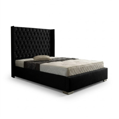 Lit Chesterfield Designer noir Chambre à coucher Lits en cuir en textile