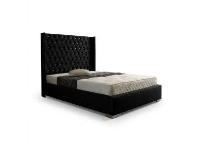 Lit Chesterfield Designer noir Chambre à coucher Lits en cuir en textile