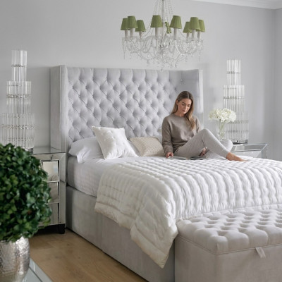 Chesterfield Design Lit Chambre Textile Cuir Velours Rembourrage Lits d'Hôtel