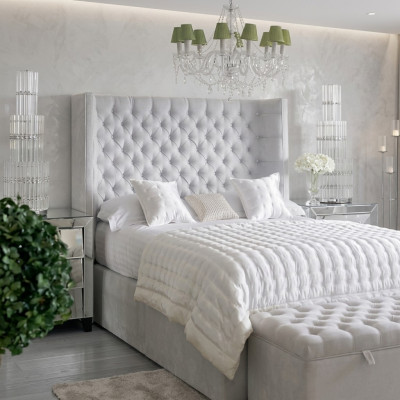 Chesterfield Design Lit Chambre Textile Cuir Velours Rembourrage Lits d'Hôtel