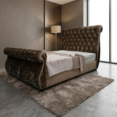 Lit de design Chesterfield Chambre Textile Velours Cuir Rembourré Lits d'hôtel neufs