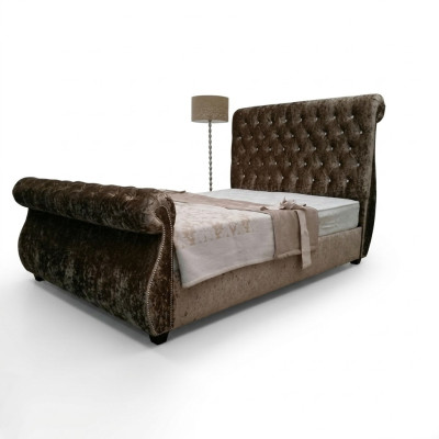 Lit de design Chesterfield Chambre Textile Velours Cuir Rembourré Lits d'hôtel neufs