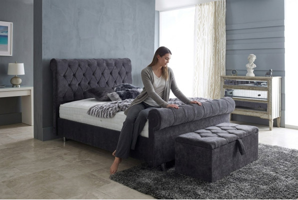 Lit en velours de luxe Chesterfield Design Lits en textile Chambre Double