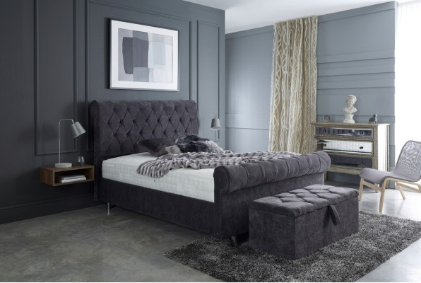 Lit en velours de luxe Chesterfield Design Lits en textile Chambre Double
