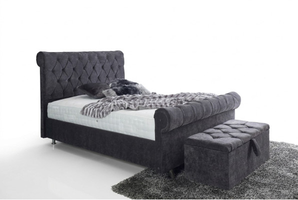 Lit en velours de luxe Chesterfield Design Lits en textile Chambre Double
