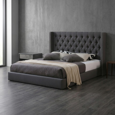 Grand lit double Chesterfield gris de luxe Royale Luxury Beds